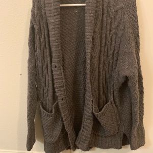 Grey cable knit cardigan